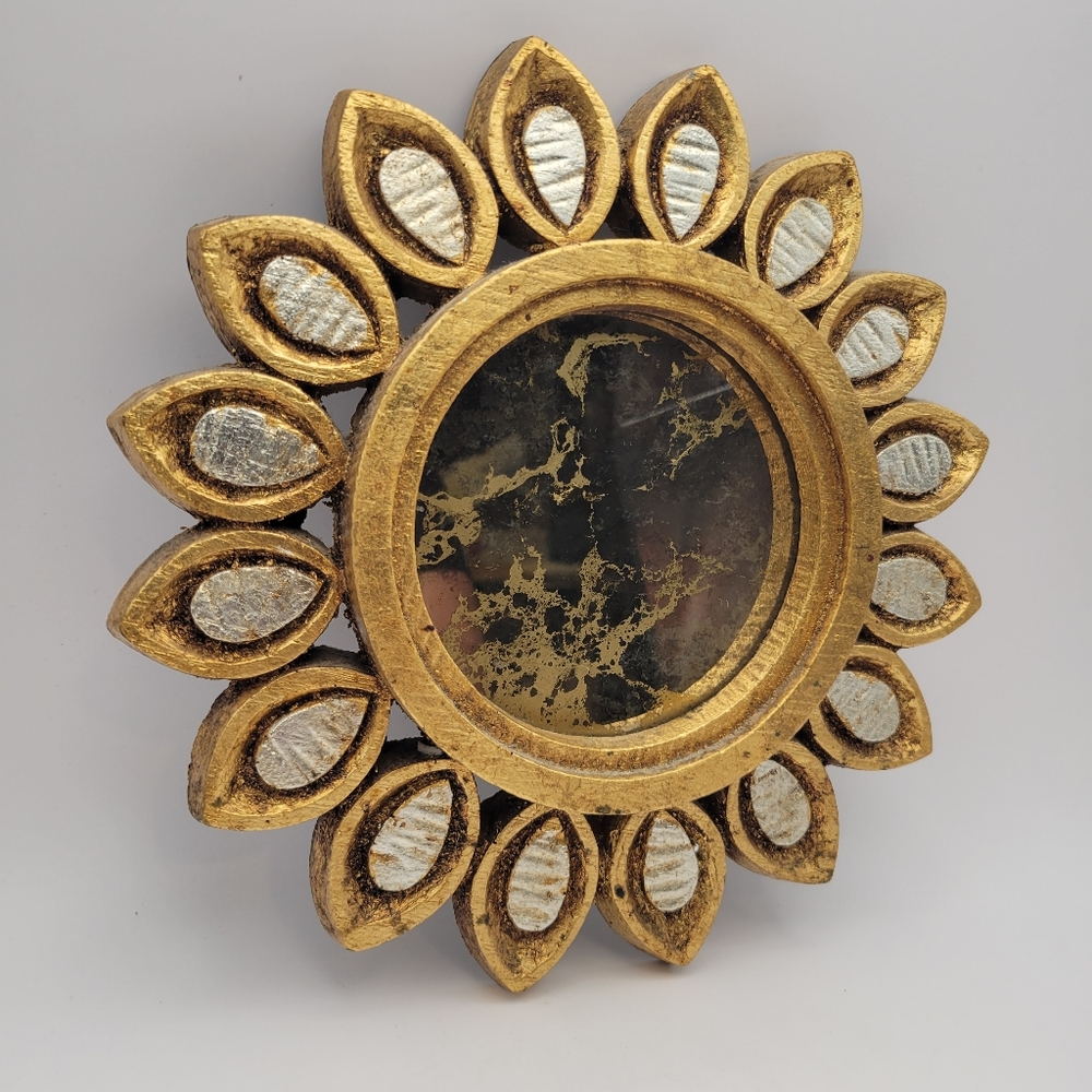 Gold and Silver Sunburst Wall Mirror